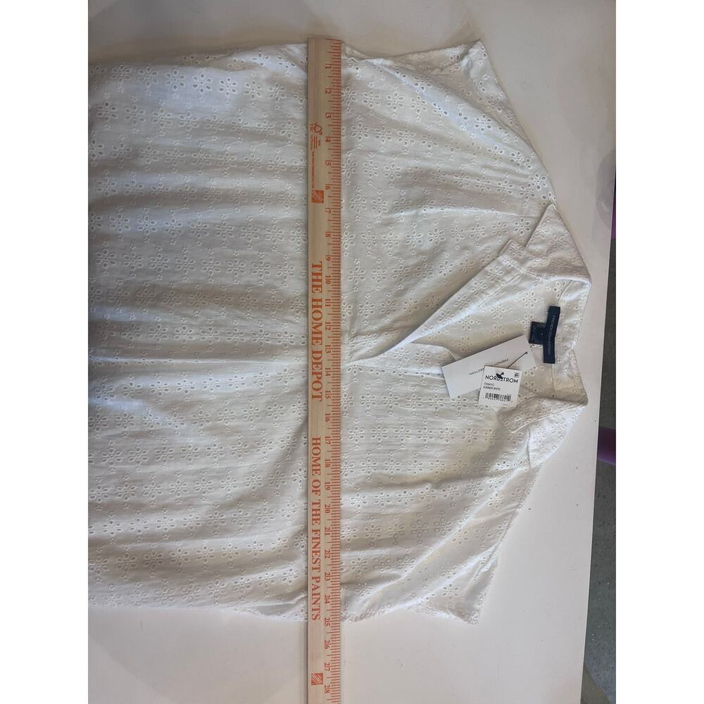 French Connection Summer White Eyelet Short Sleeved Oversized Tunic Top Sz 2 NWT - Picture 10 of 13